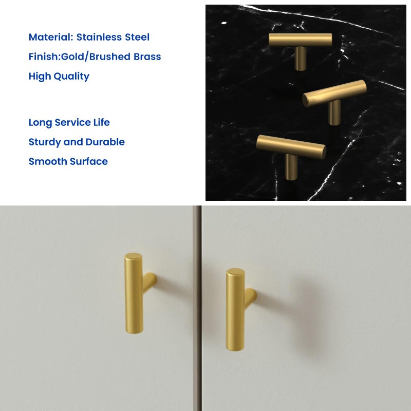 LONTAN 30 Pack Kitchen Cabinet Knobs Gold Drawer Knobs Brushed Brass Kitchen Cabinet Hardware for Bathroom Cupboard 2in Overall Length,Stainless Steel - Image 5